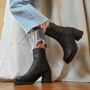 Chunky black booties